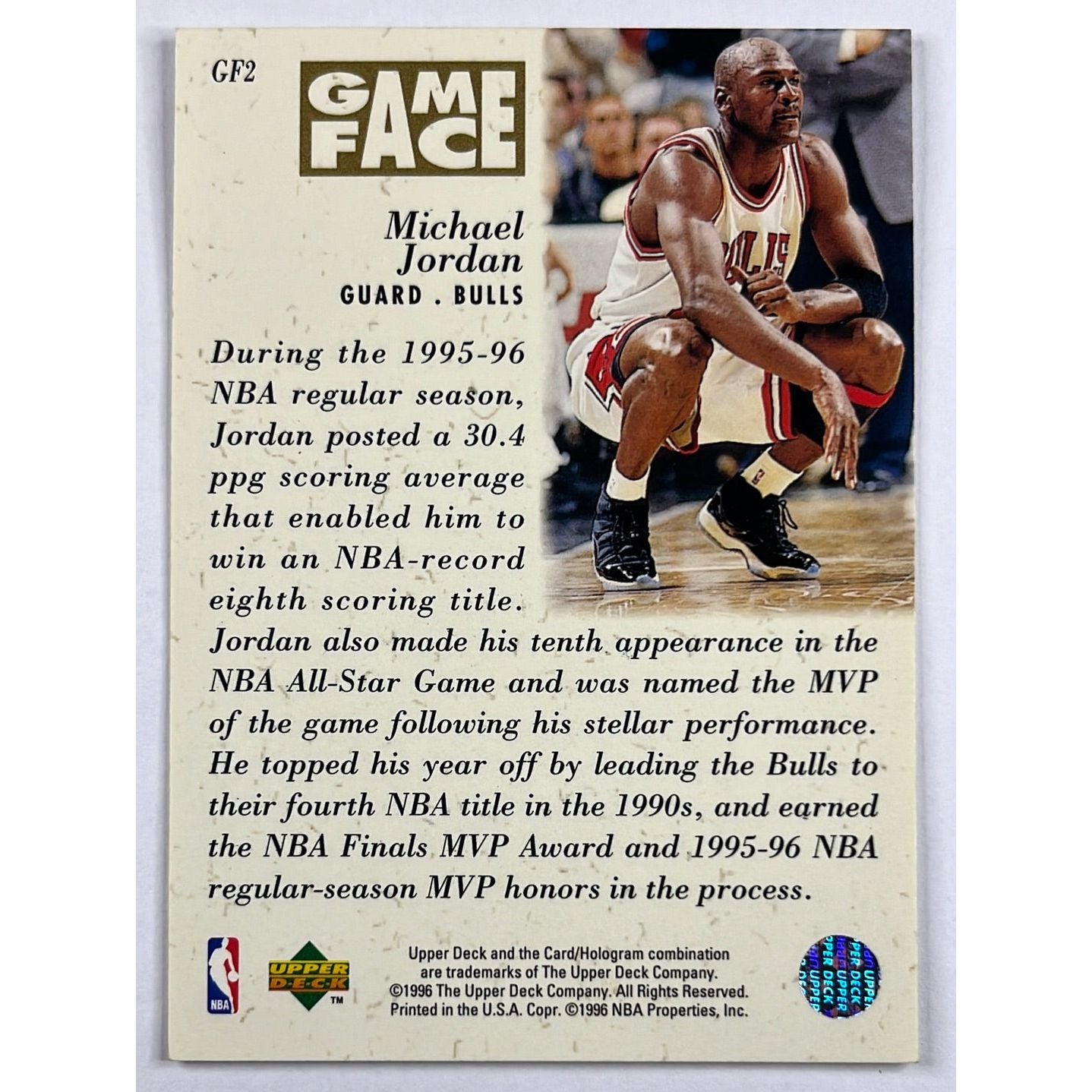 1995-96 Upper Deck Michael Jordan Game Face Gold Foil