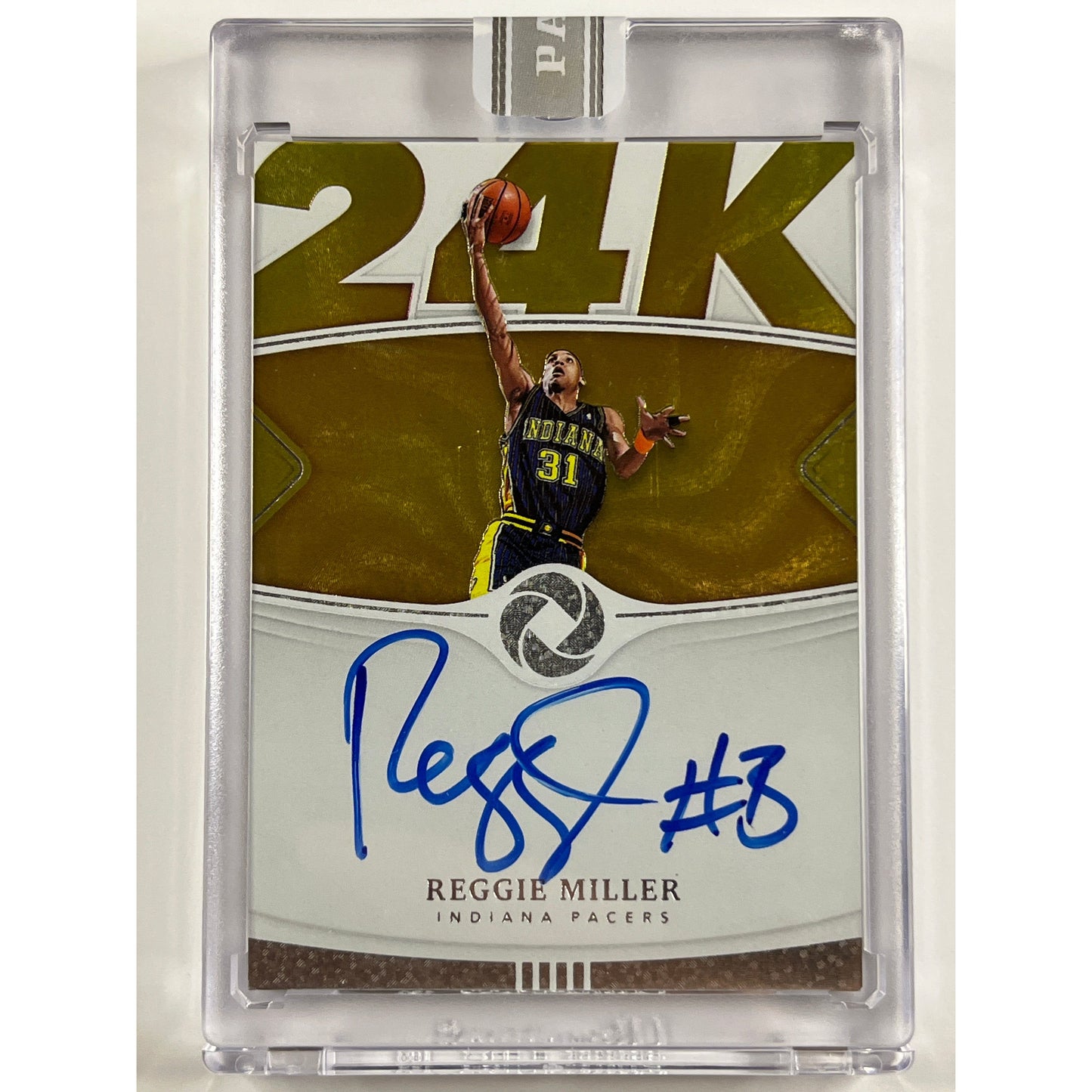 2018-19 Panini Opulence Reggie Miller 24K Inscribed Auto White Box 1 of 1