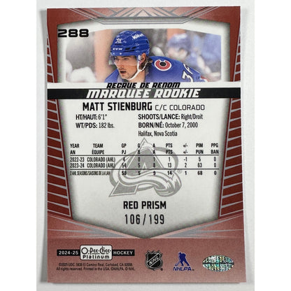 2024-25 O-Pee-Chee Platinum Matt Steinburg Red Prism /199 | Local Legends Cards & Collectibles