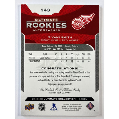 2019-20 Ultimate Collection Givani Smith Ultimate Rookies Autographed /299 | Local Legends Cards & Collectibles