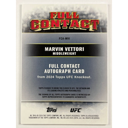 2024 Topps UFC Knockout Marvin Vettori Full Contact Auto