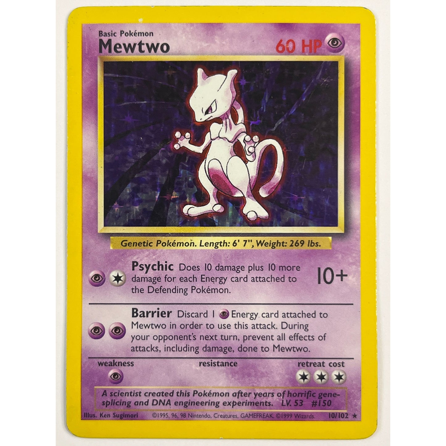 *Damaged* Base Set Mewtwo Holo Rare 10/102