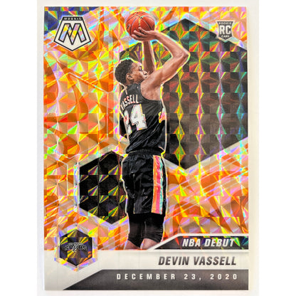 2020-21 Mosaic Devin Vassell NBA Debut Orange Camo Mosaic Prizm RC