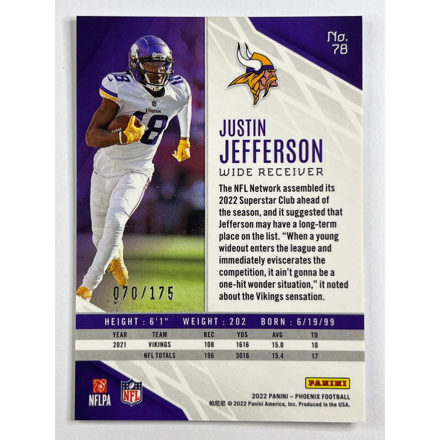 2022 Phoenix Justin Jefferson Lava Prizm /175 | Local Legends Cards & Collectibles