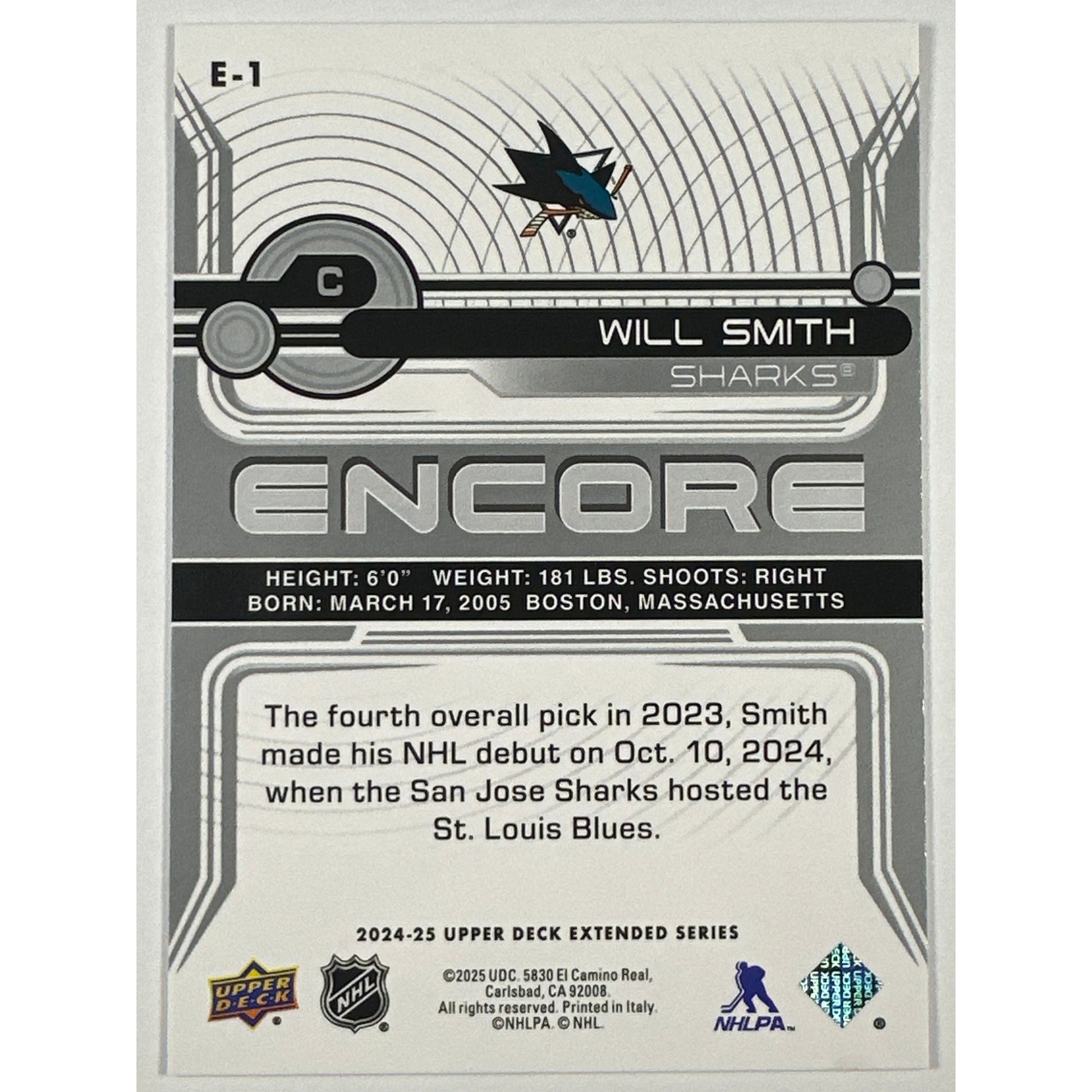 2024-25 Upper Deck Extended Series Will Smith Encore RC | Local Legends Cards & Collectibles