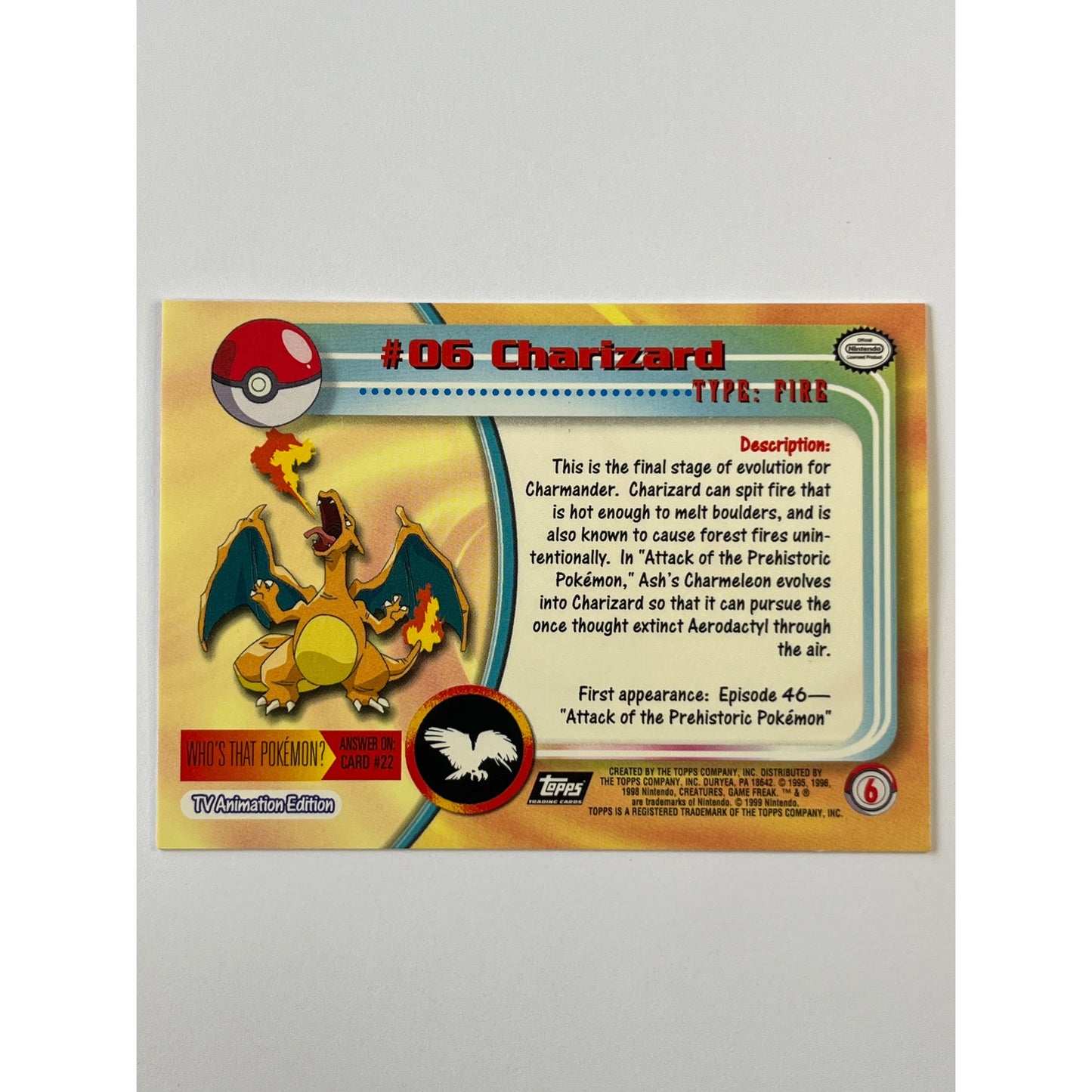 Topps 1999 Charizard Non Holo #6