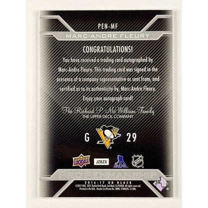 2016-17 UD Black Marc-Andre Fleury Pro Penmanship