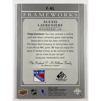 2021-22 SP Game Used Alexis Lafrenière Frameworks | Local Legends Cards & Collectibles