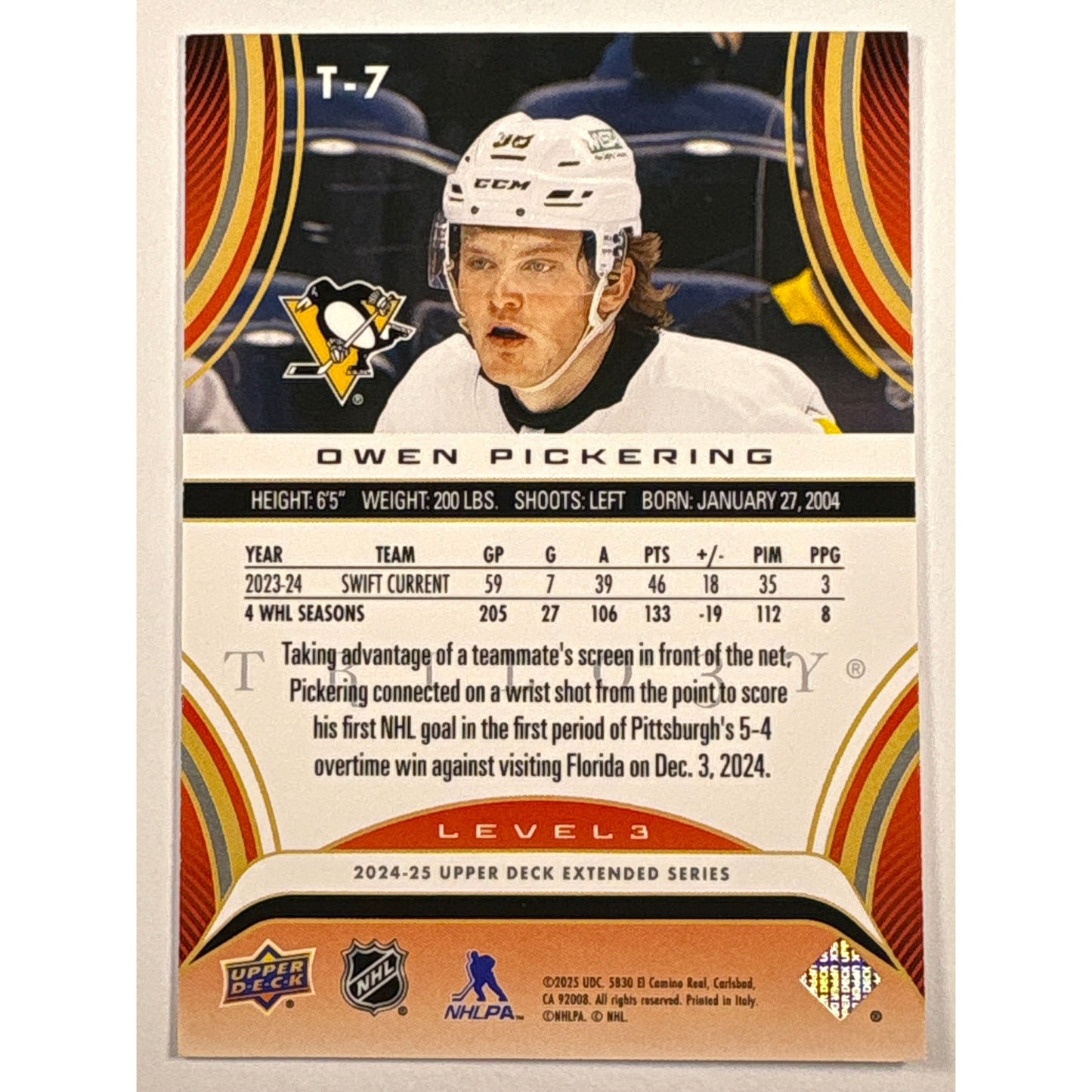 2024-25 Extended Series Owen Pickering Rookie Premiers Level 3 /99 | Local Legends Cards & Collectibles