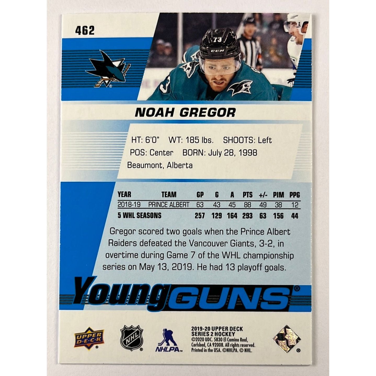 2019-20 Series 2 Noah Gregor Young Guns | Local Legends Cards & Collectibles