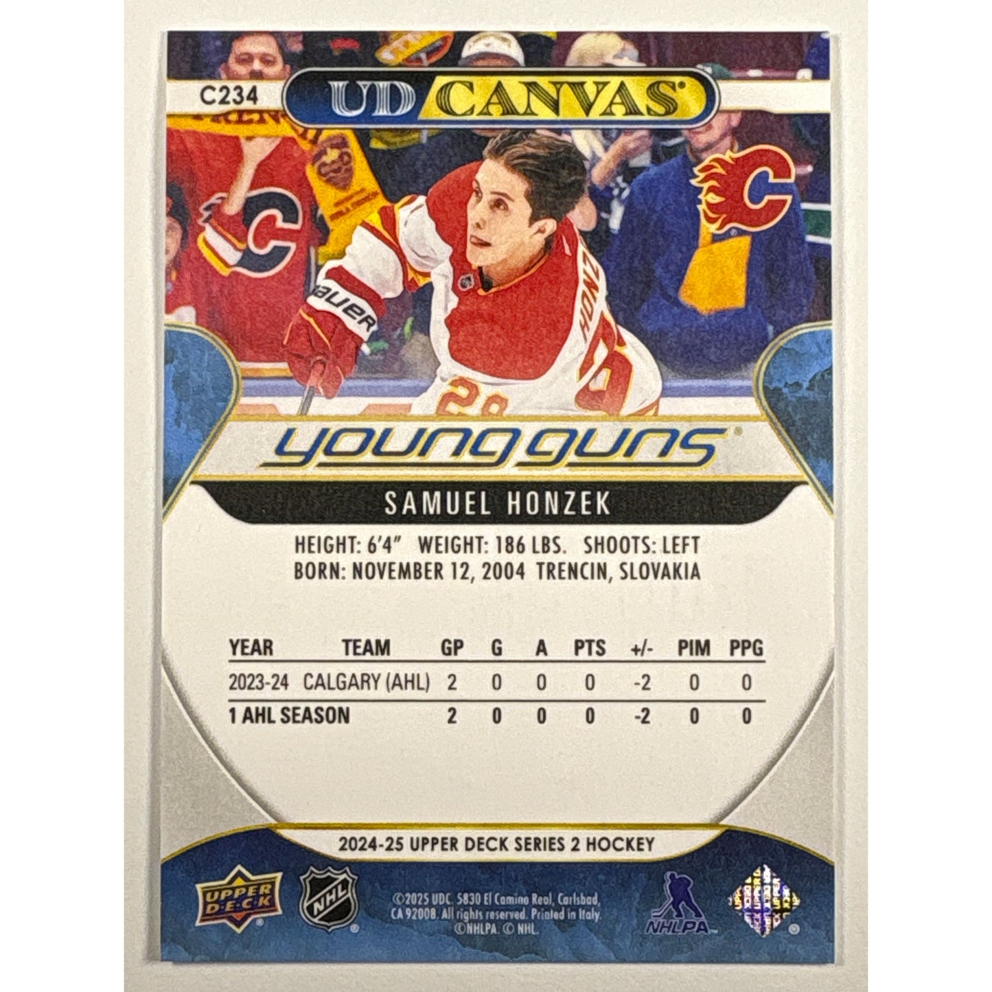 2024-25 Series 2 Samuel Honzek UD Canvas Young Guns | Local Legends Cards & Collectibles