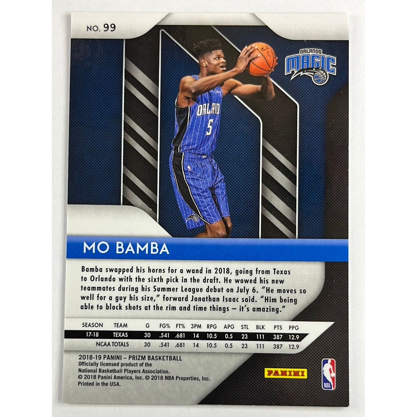 2018-19 Prizm Mo Bamba RC