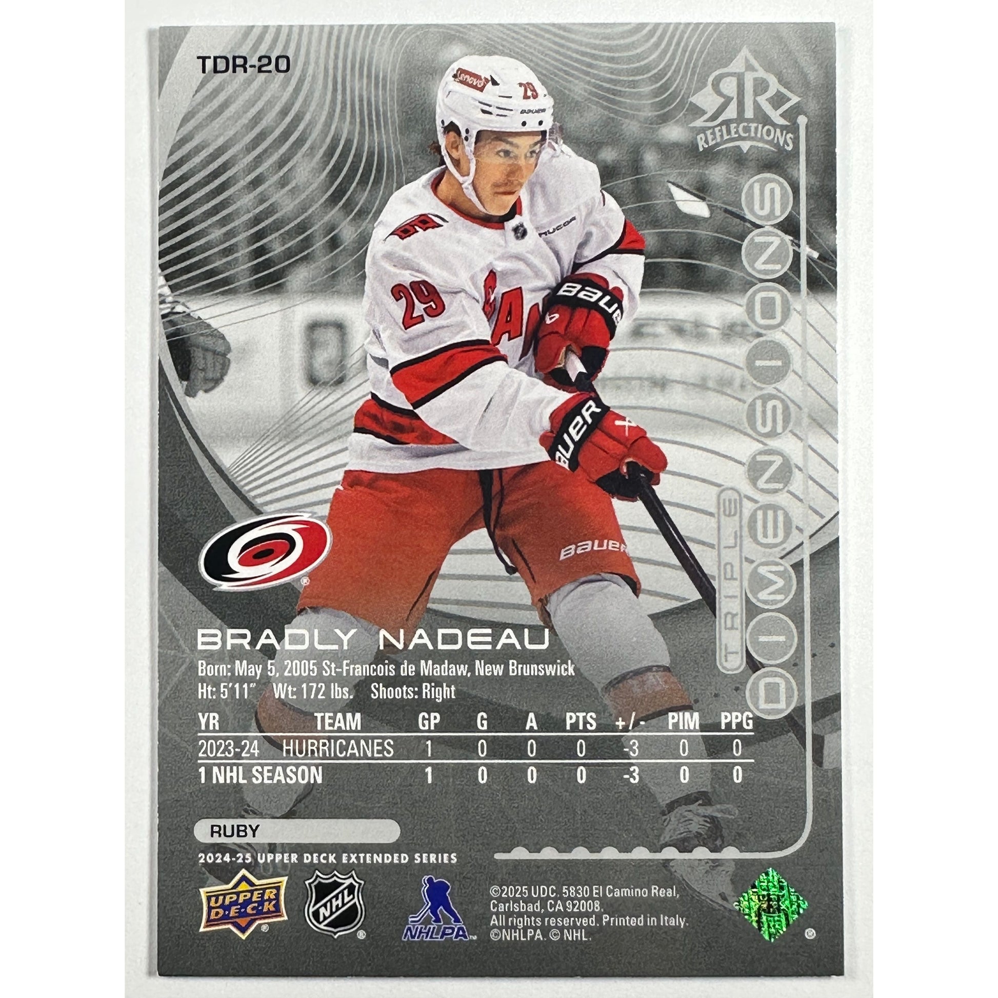 2024-25 Upper Deck Extended Series Bradly Nadeau Rookie Reflections /500 | Local Legends Cards & Collectibles