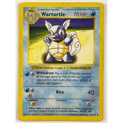 Shadowless Wartortle Non Holo Uncommon 42/102