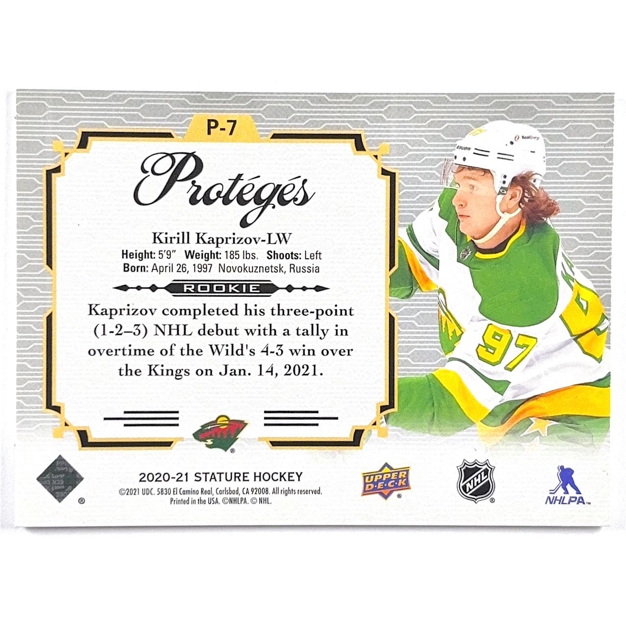2020-21 Stature Kirill Kaprizov Protégés RC | Local Legends Cards & Collectibles