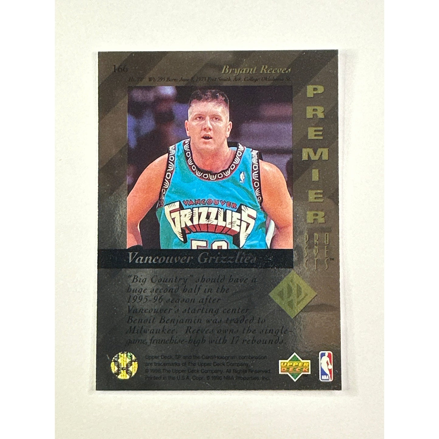 1996 Upper Deck SP Bryant Reeves Premier Prospects | Local Legends Cards & Collectibles