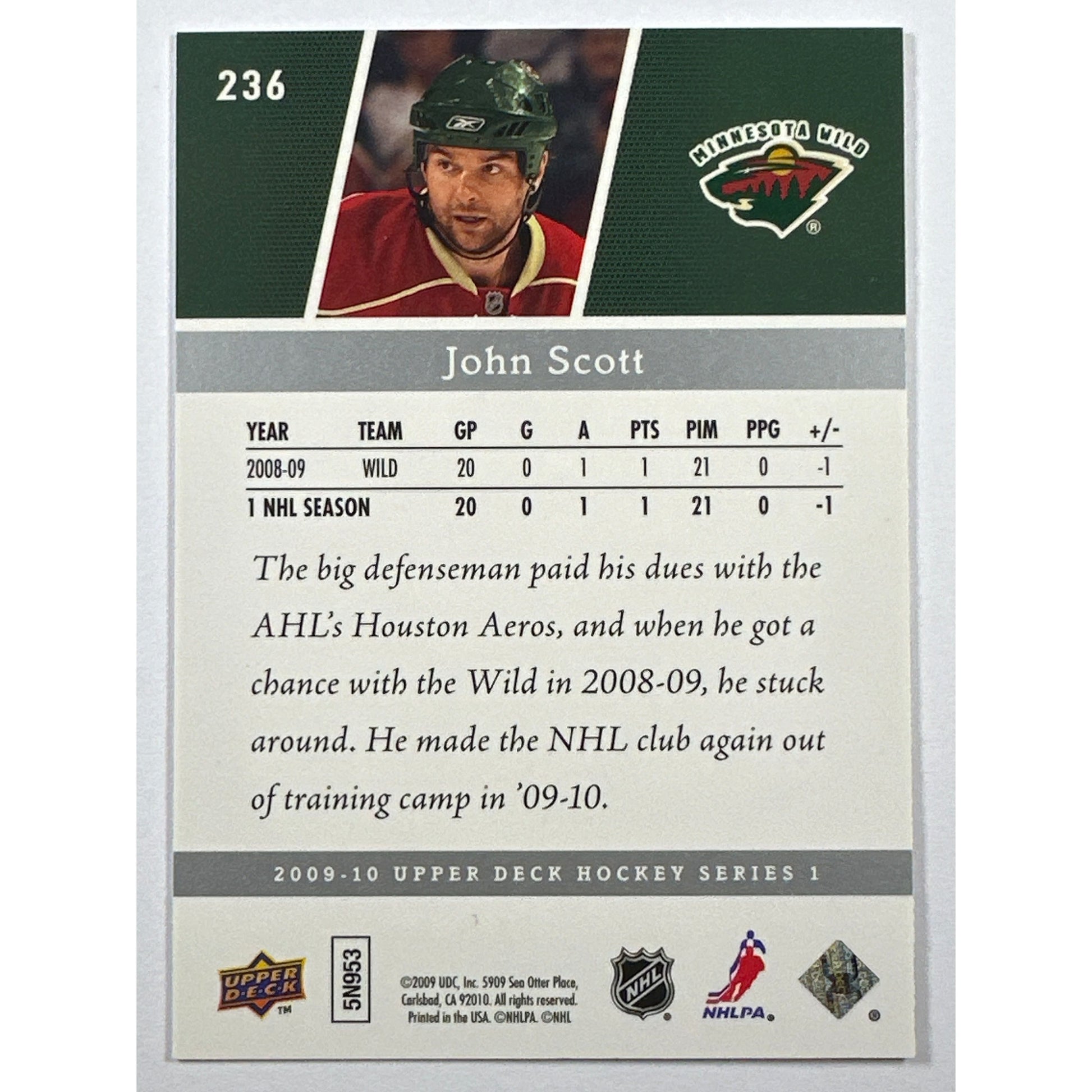 2009-10 Series 1 John Scott Young Guns | Local Legends Cards & Collectibles