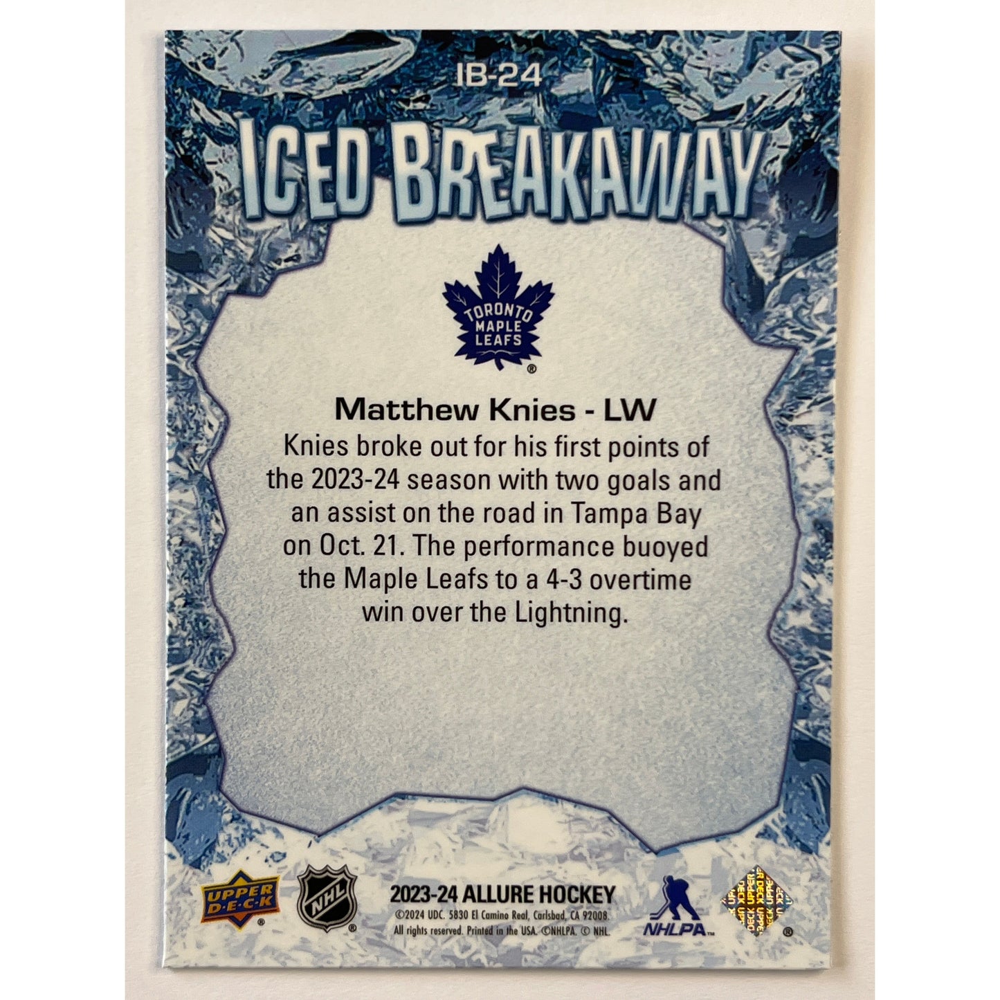 2023-24 Allure Matthew Knies Iced Breakaway RC