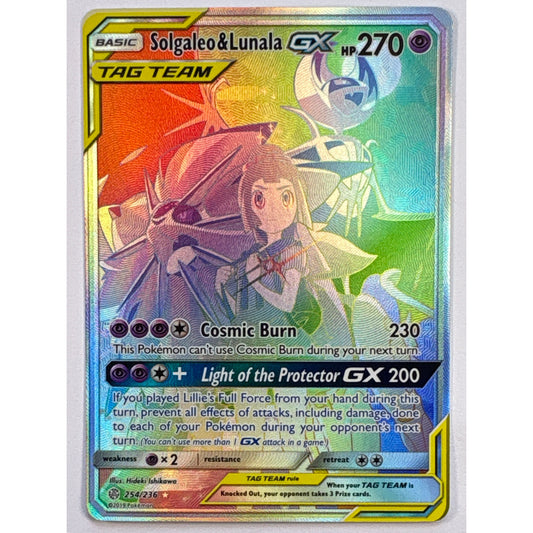 Tag Team Solgaleo & Lunala GX Holo Rainbow Rare 254/236 | Local Legends Cards & Collectibles