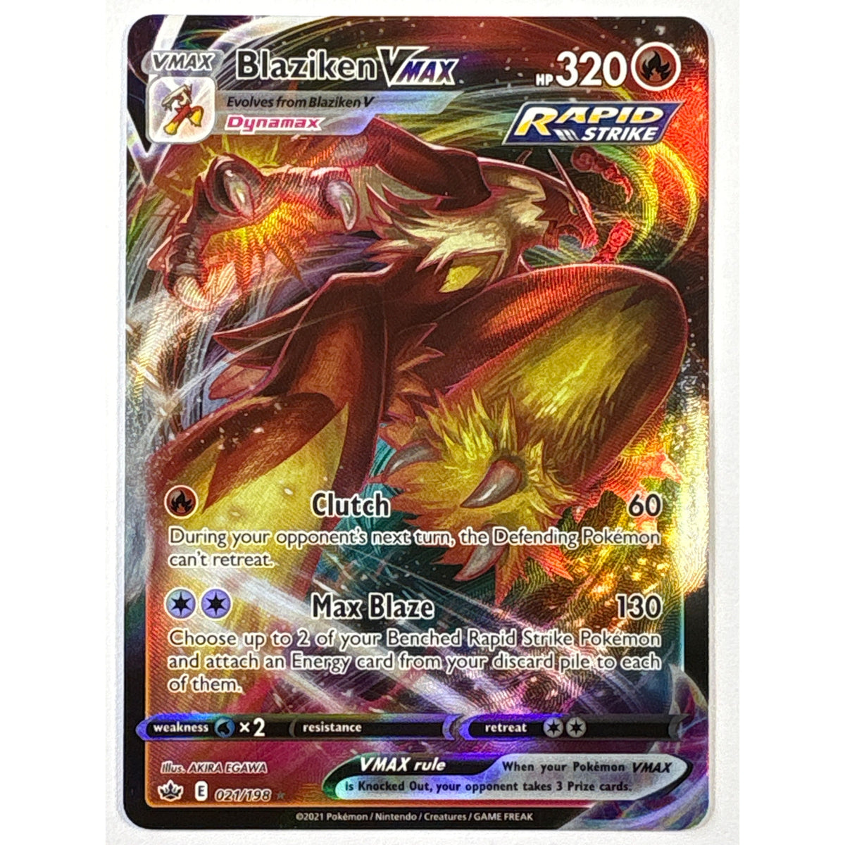 Blaziken VMAX Holo Ultra Rare 021/198