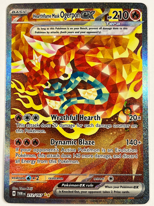 Hearthflame Mask Ogerpon EX Holo Special Illustration Rare 212/167