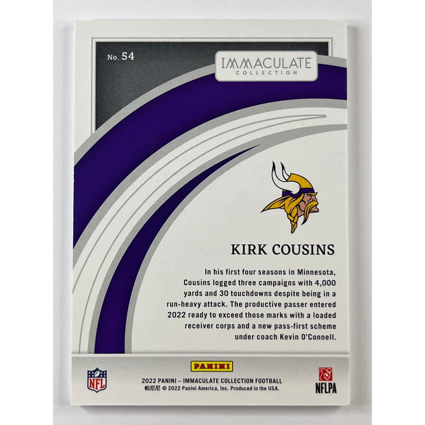 2022 Immaculate Collection Kirk Cousins /99