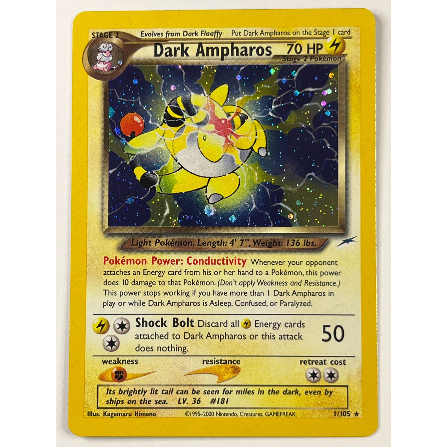 Dark Ampharos Holo Rare 1/105