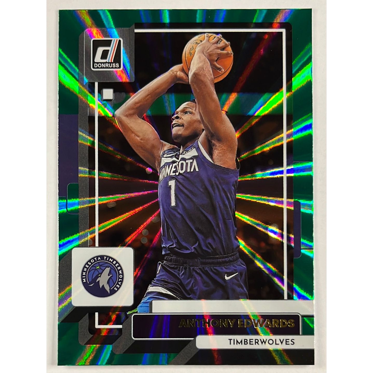 2022-23 Donruss Anthony Edwards Green Holo Laser