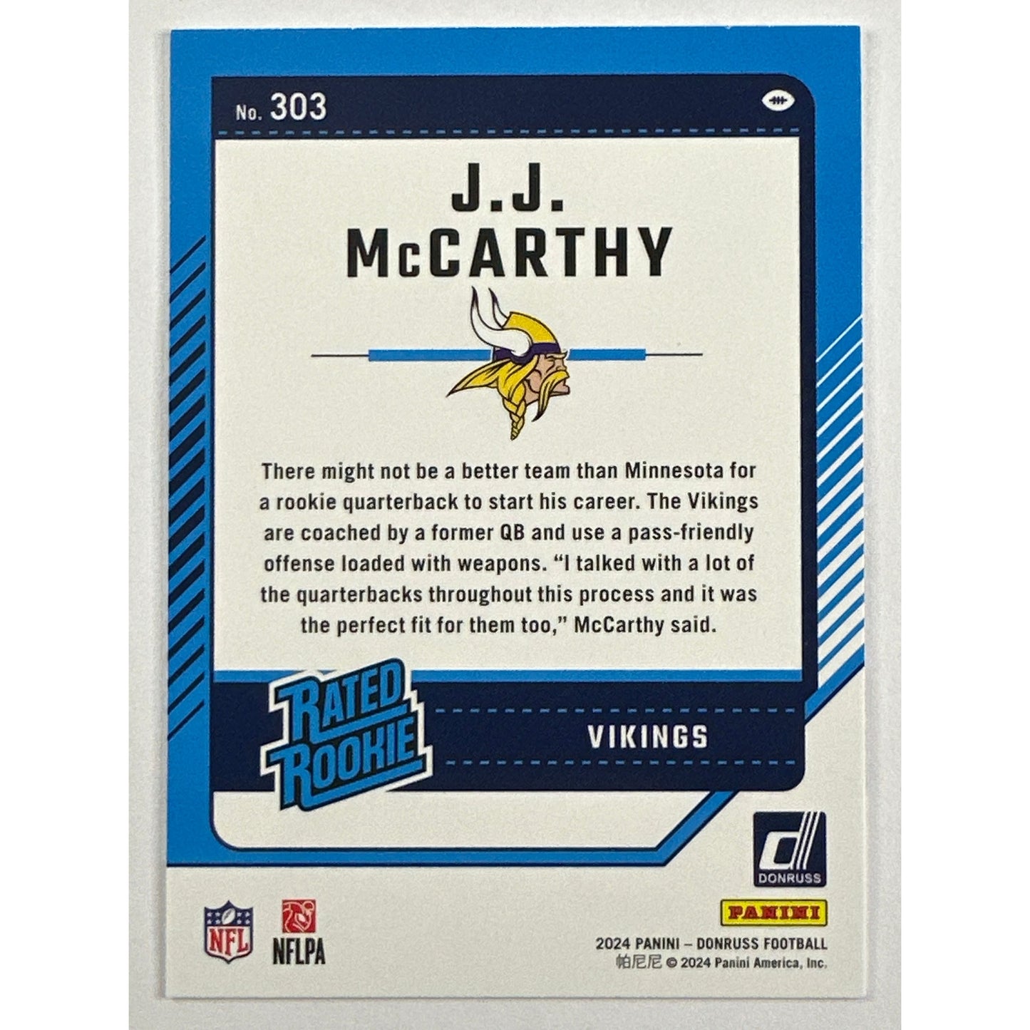 2024 Donruss J.J. McCarthy Rated Rookie | Local Legends Cards & Collectibles