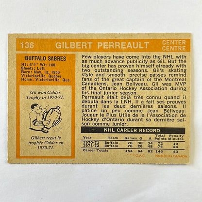 1972-73 O-Pee-Chee Gilbert Perreault #136