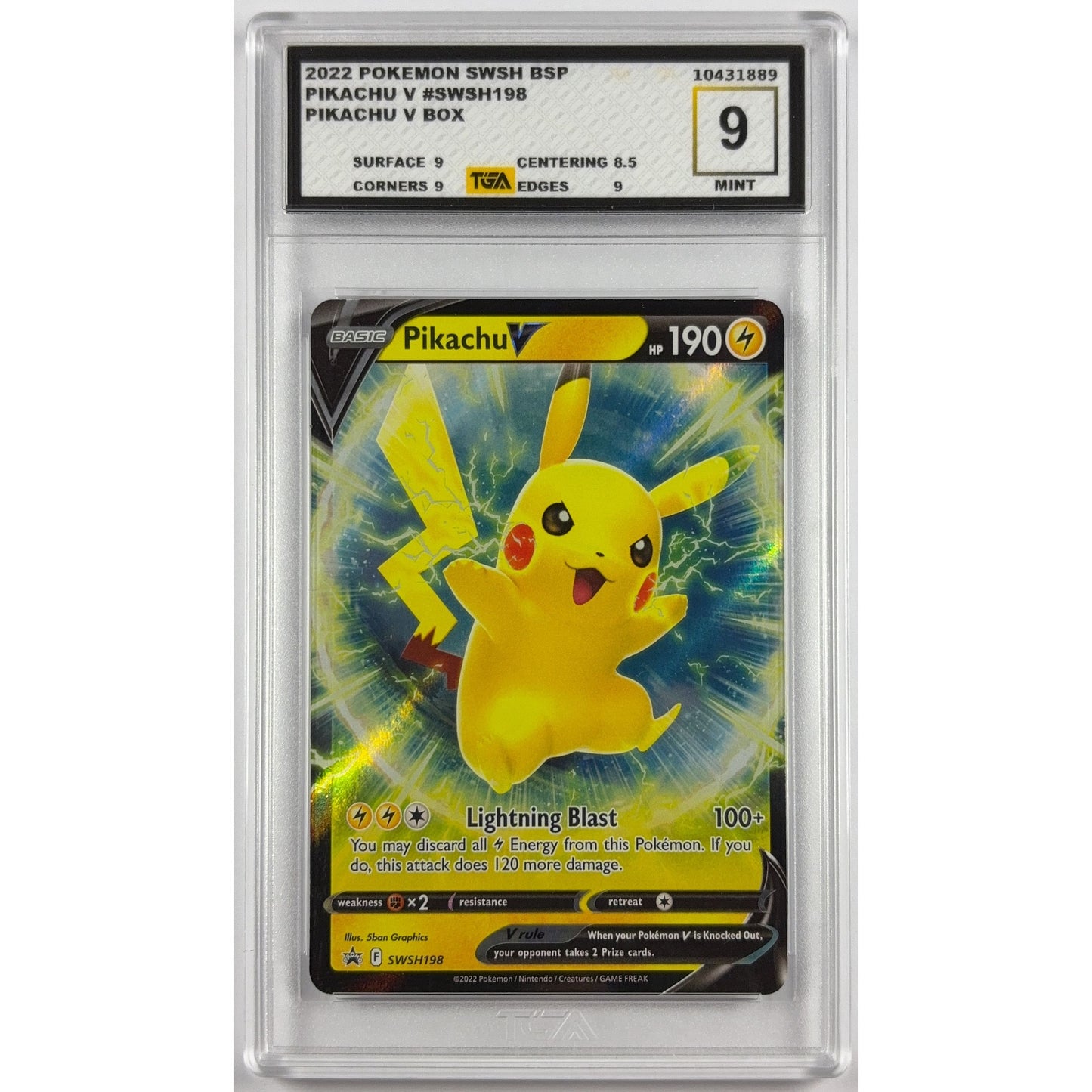 Pikachu V Holo Black Star Promo SWSH198 TGA 9 MINT