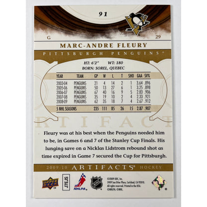 2009-10 Artifacts Marc-Andre Fleury In-Person Auto