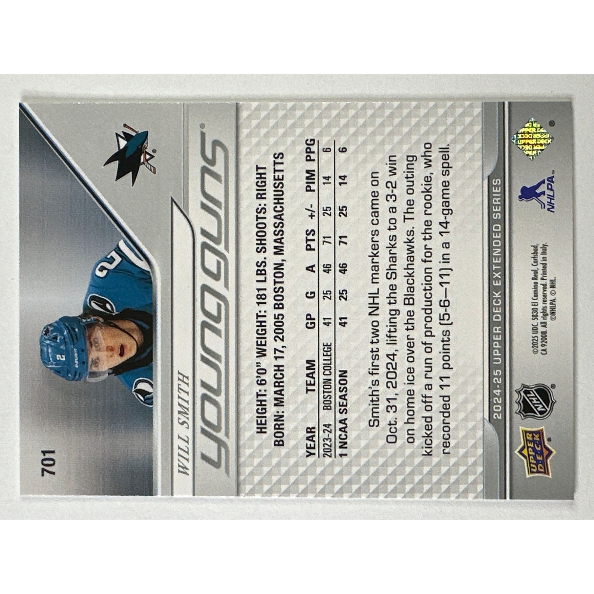 2024-25 Upper Deck Extended Series Will Smith Young Guns | Local Legends Cards & Collectibles