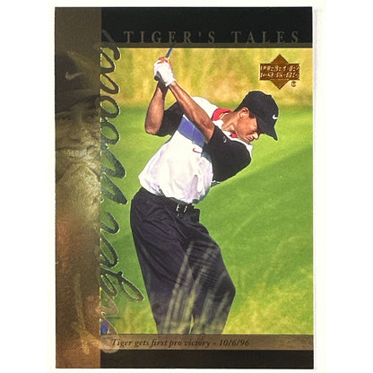 2001 Upper Deck Tiger Woods Tiger’s Tales Tiger Gets First Pro Victory RC | Local Legends Cards & Collectibles