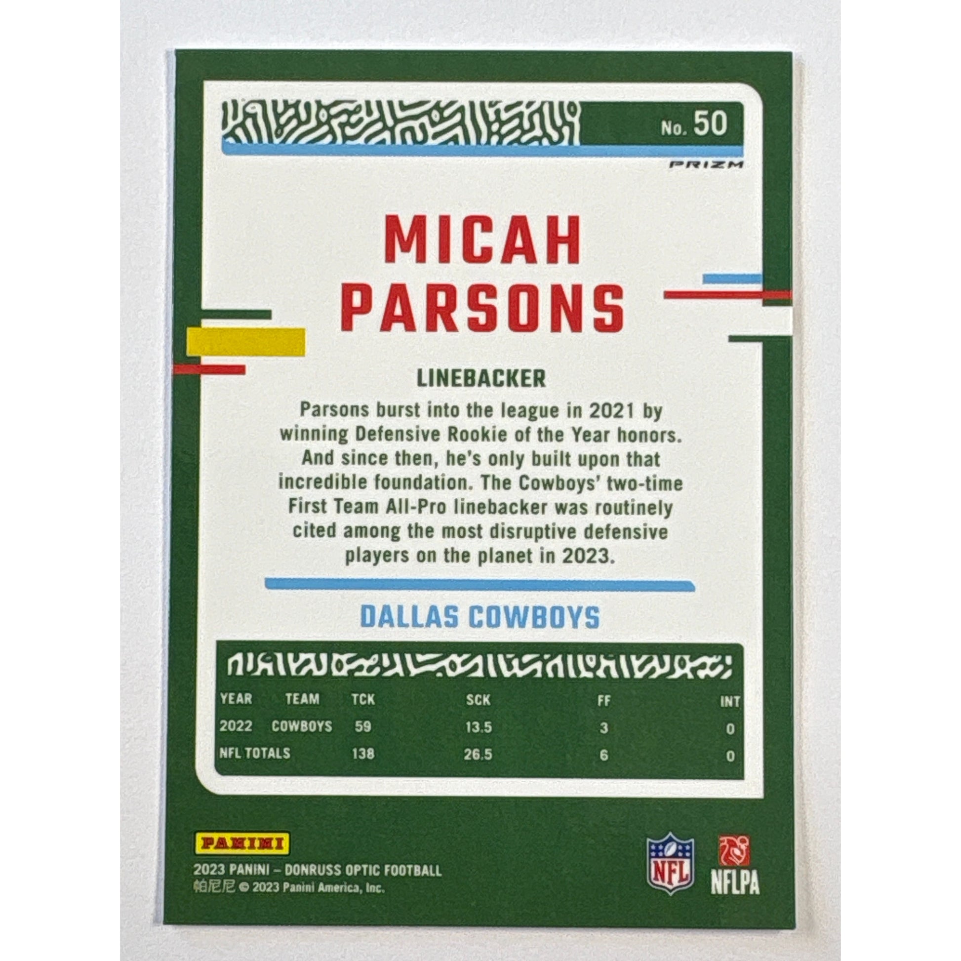 2023 Donruss Optic Micah Parsons Silver Holo Prizm | Local Legends Cards & Collectibles