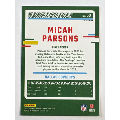 2023 Donruss Optic Micah Parsons Silver Holo Prizm | Local Legends Cards & Collectibles
