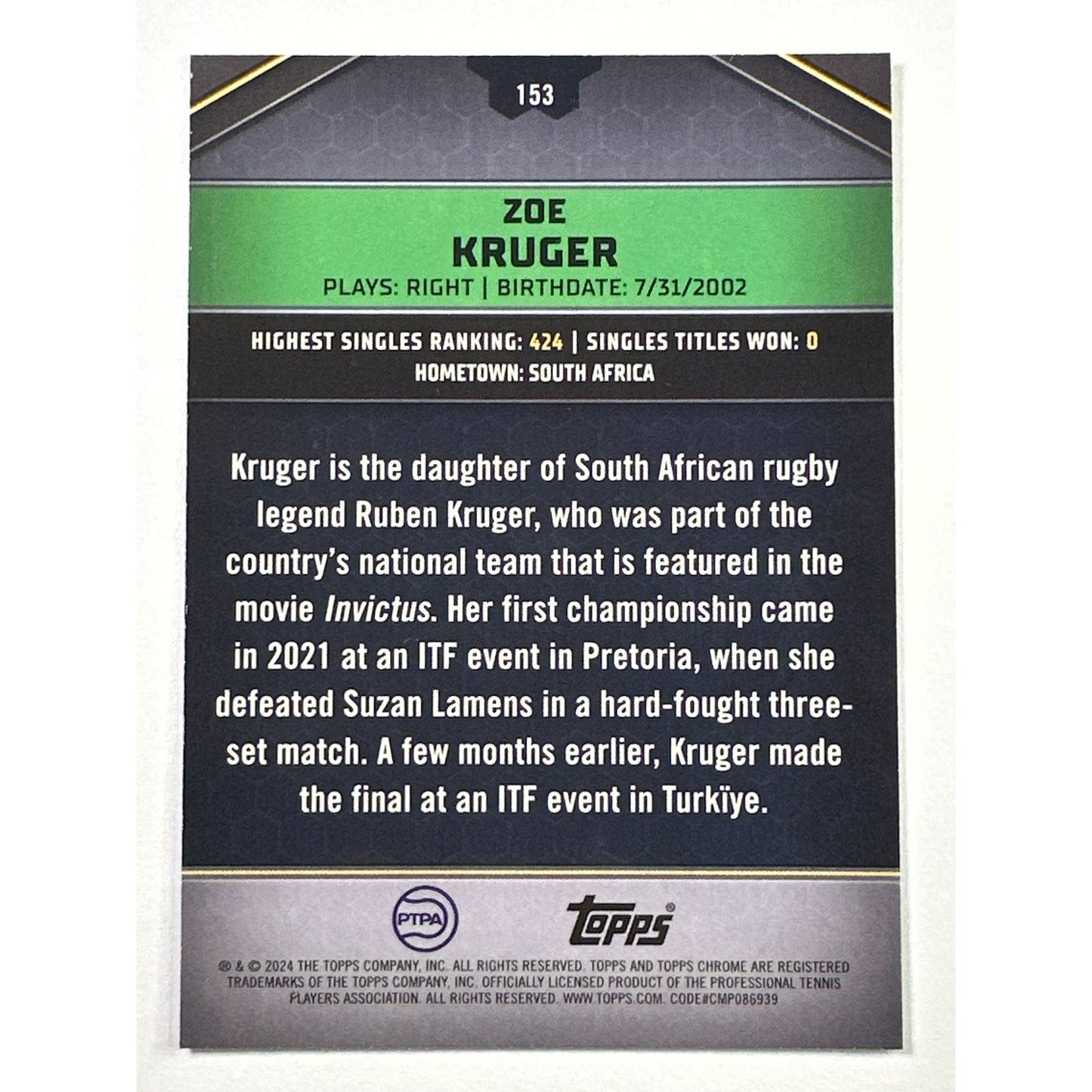 2024 Topps Geaphite Zoe Kruger Refractor /199 | Local Legends Cards & Collectibles