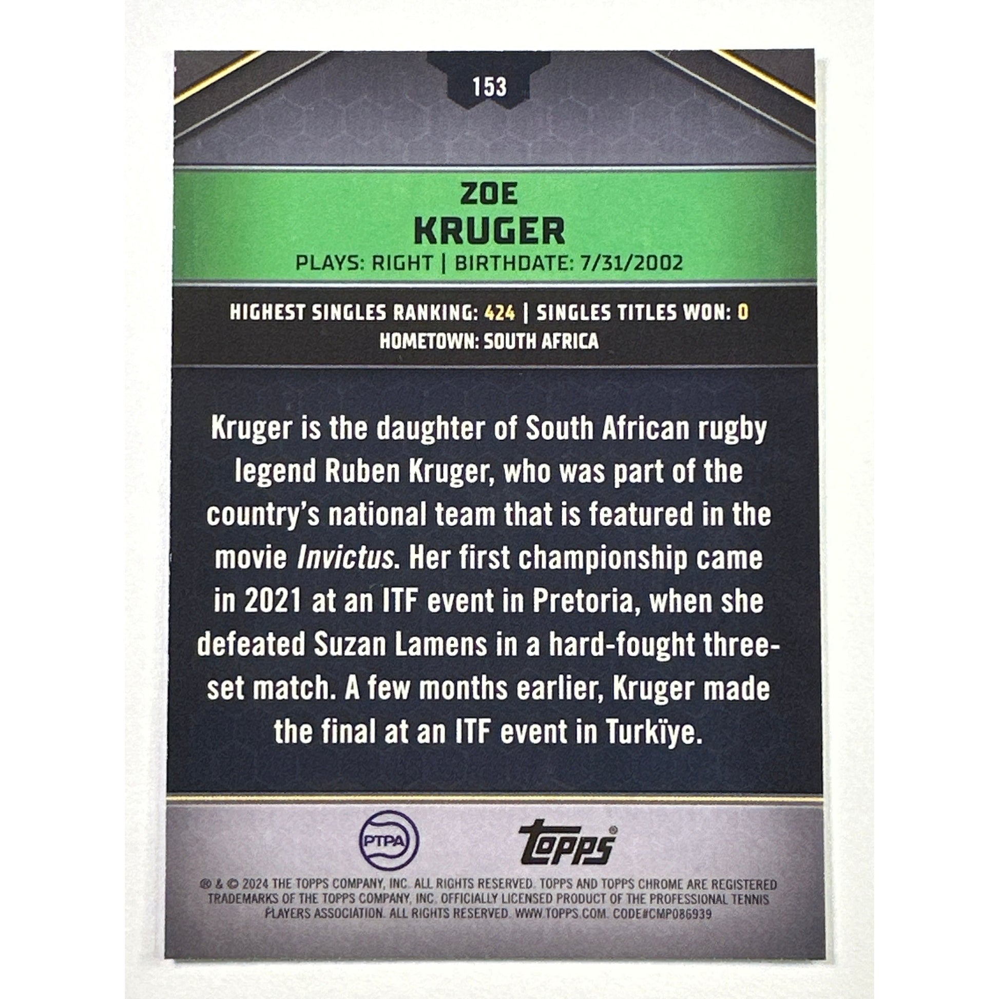 2024 Topps Geaphite Zoe Kruger Refractor /199 | Local Legends Cards & Collectibles