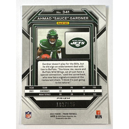 2022 Panini Prizm Ahmad “Sauce” Gardner Purple Holo Prizm RC /125 | Local Legends Cards & Collectibles