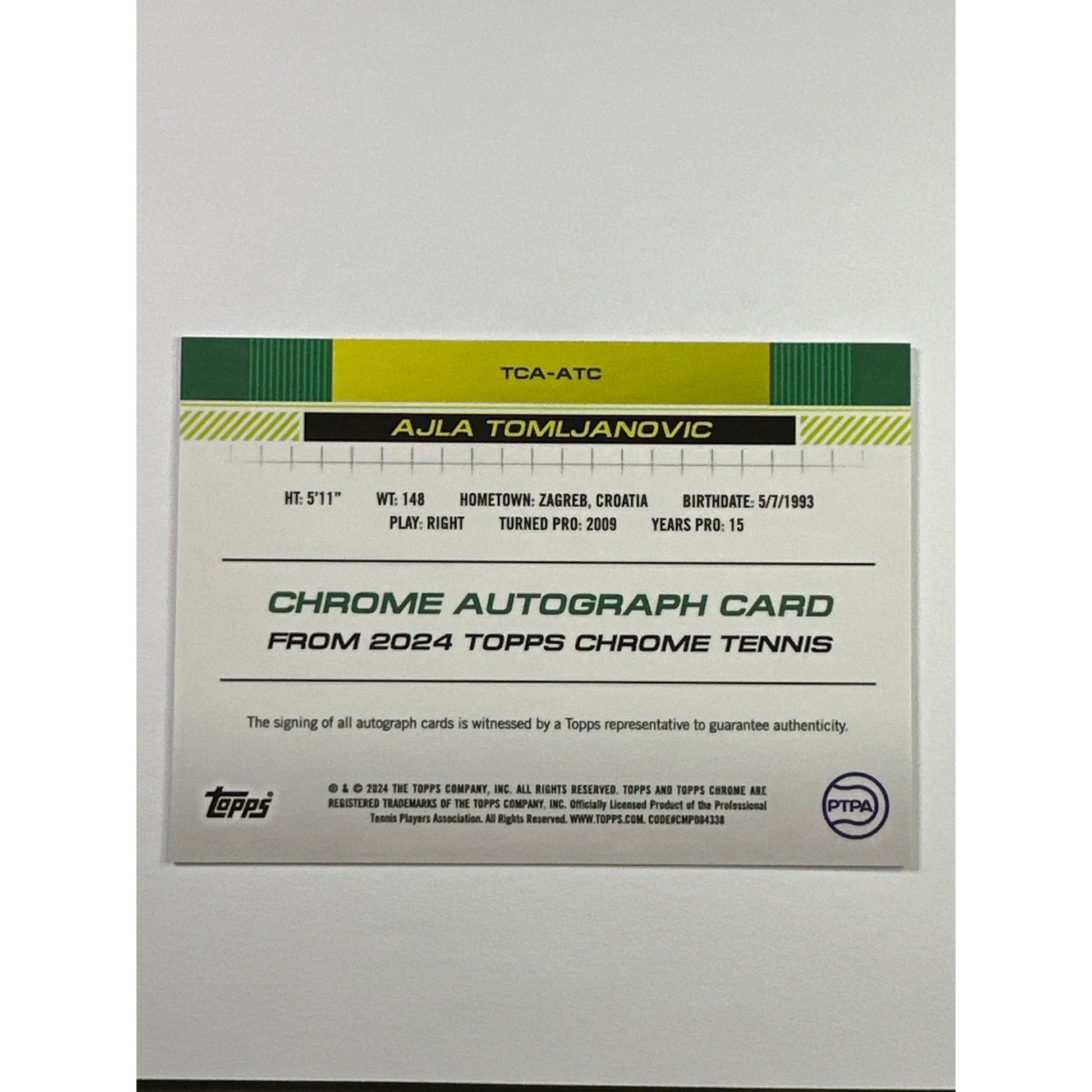 2024 Topps Chrome Ajla Tomljanovic Autograph | Local Legends Cards & Collectibles