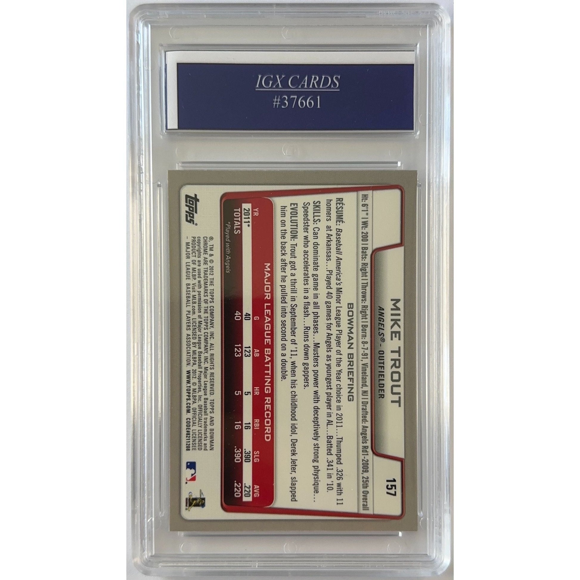2012 Bowman Chrome Mike Trout #157 IGX GEM MINT 10 | Local Legends Cards & Collectibles