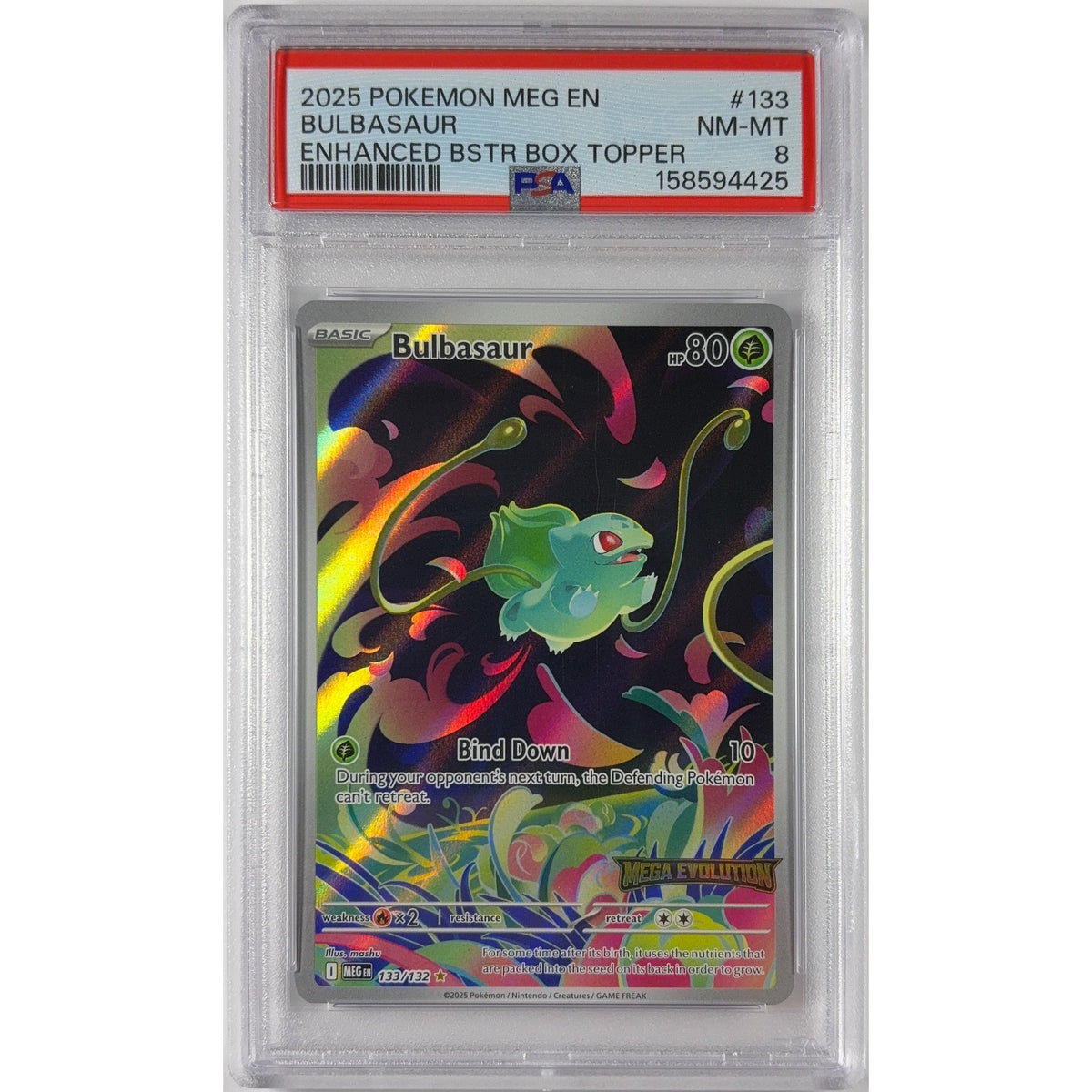 Bulbasaur *Stamped Holo 133/132 PSA 8 NEAR MINT - MINT