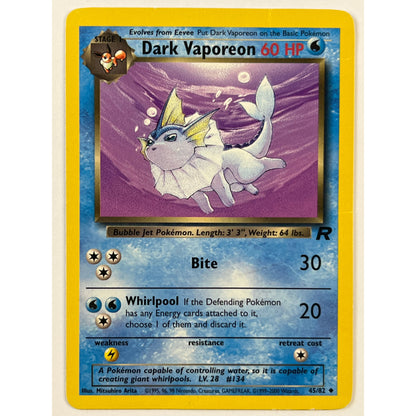 Dark Vaporeon Non Holo Uncommon 45/82