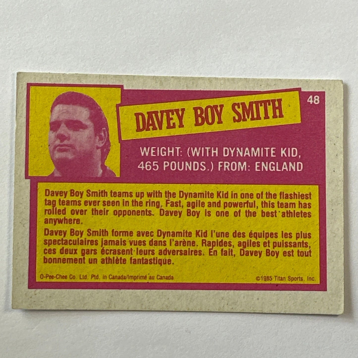 1985 Titan Sports “The British Bulldog” Davey Boy Smith RC | Local Legends Cards & Collectibles