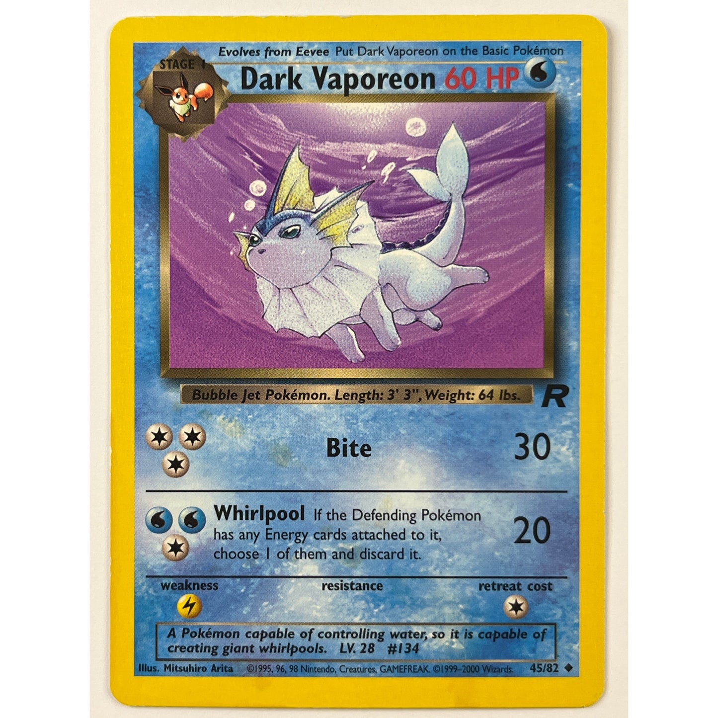 Dark Vaporeon Non Holo Uncommon 45/82