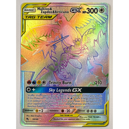 Tag Team Moltres & Zapdos & Articuno Holo Rainbow Secret Rare 69/68