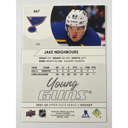 2021-22 Upper Deck Series 2 Jake Neighbours Young Guns | Local Legends Cards & Collectibles