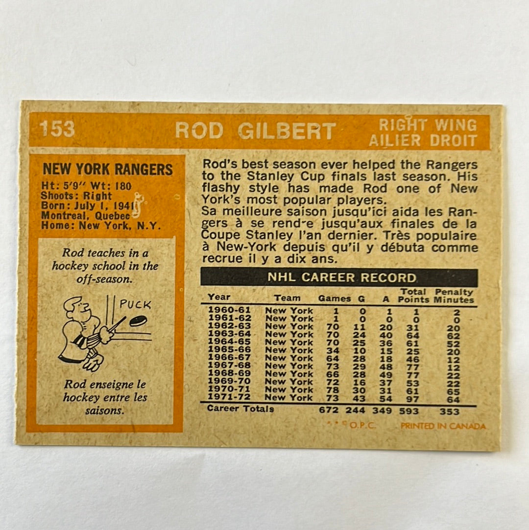 1972-73 O-Pee-Chee Rod Gilbert #153