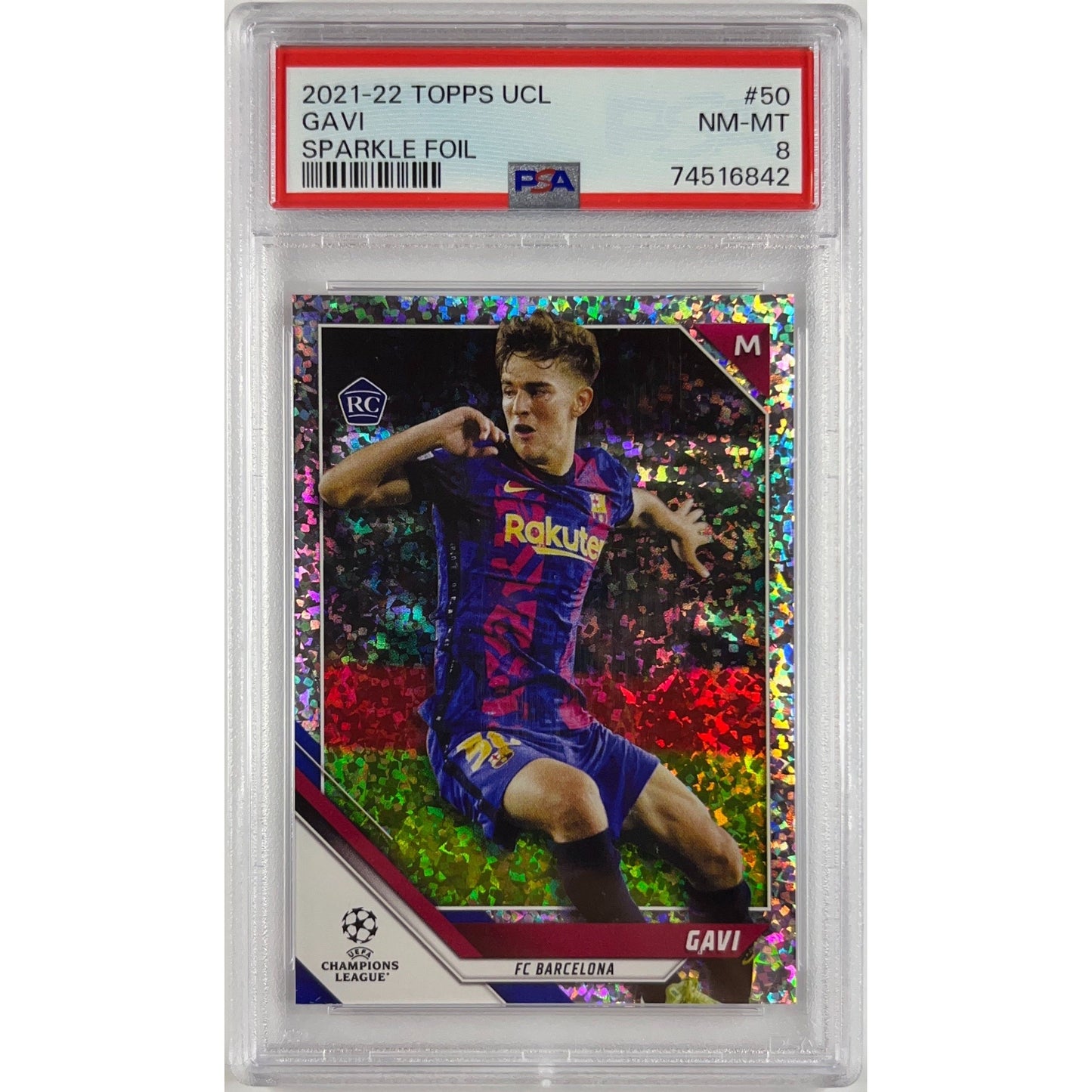 2021-22 Topps UEFA Champions League Gavi Sparkle Foil RC PSA 8