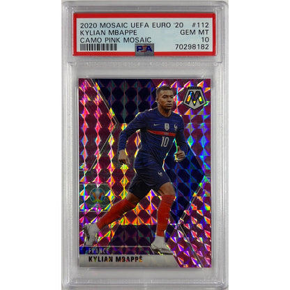 2020-21 Mosaic Kylian Mbappe Camo Pink Mosaic PSA 10 GEM MINT